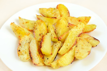 Fried potato wedges