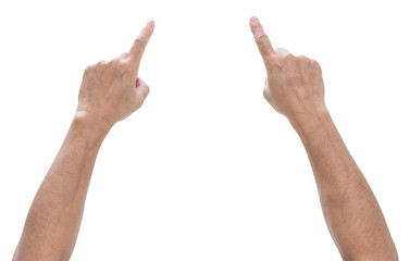 Hand pointing isolated on white background, clipping path