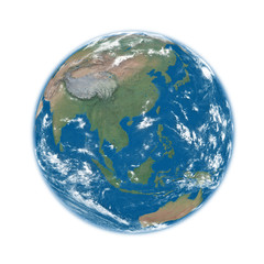 Southeast Asia on blue Earth