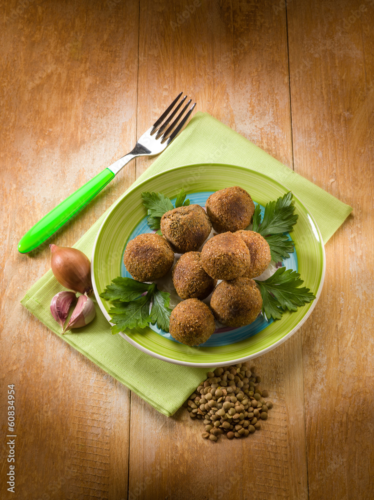 Poster vegetarian lentils meatballs