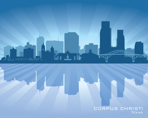 Corpus Christi Texas city skyline vector silhouette