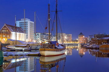 Fototapeta premium Marina at Motlawa riverin Gdansk, Poland
