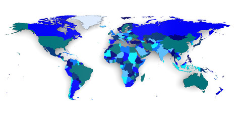 Fototapeta na wymiar Blue political world map