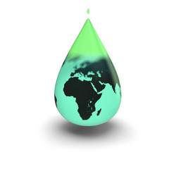Obraz premium Earth inside green water drop