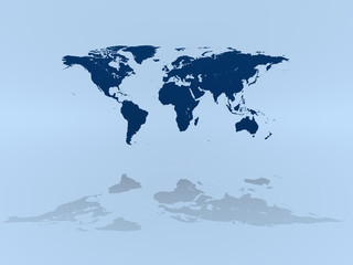 World map on blue