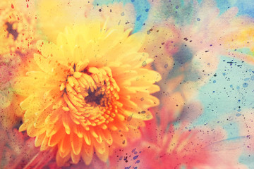 watercolor artwork with beautiful yellow aster