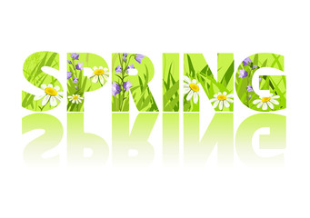 spring, grass, letters