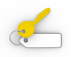 Golden key with tag