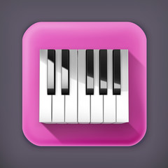 Fototapeta premium Octave piano keys, long shadow vector icon