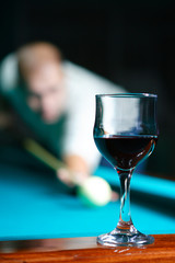 Young man playing snooker