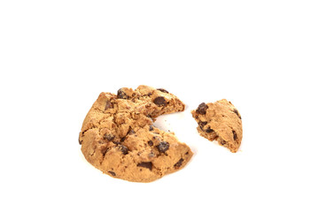 Chocolate chip cookies on white background