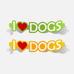 I Love Dogs, realistic design element