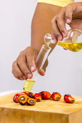 pouring yellow palm oil