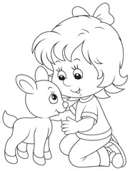 Girl with a white goatling