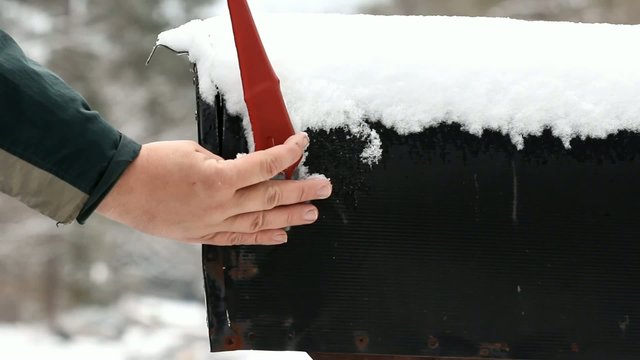 Snow Covered Mailbox Opened And Closed