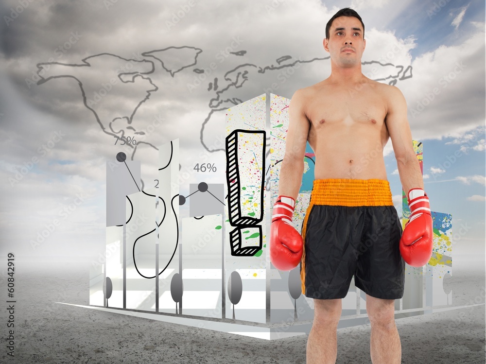 Poster composite image of boxer standing