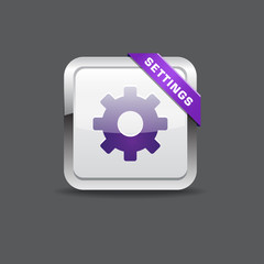 Settings Blue Rounded Square Vector Button Icon