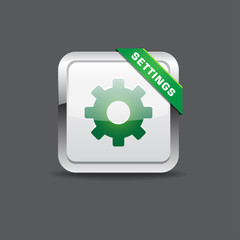 Settings Green Rounded Square Vector Button Icon