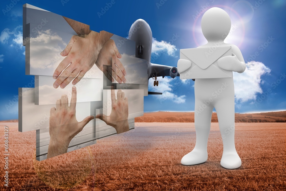 Poster Composite image of white character holding message