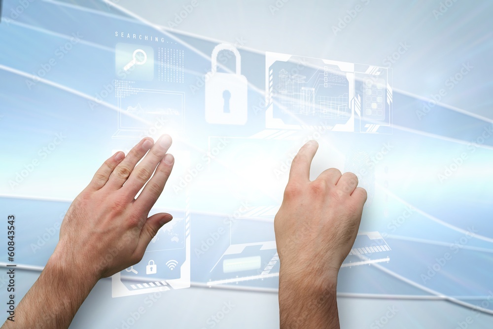 Aufkleber Composite image of hands pointing and presenting