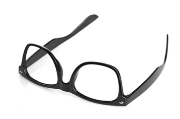 black glasses on a white background