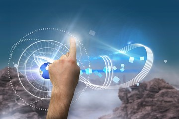 Composite image of hand pointing