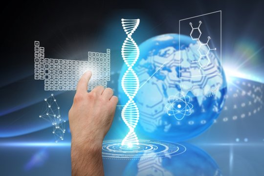 Composite image of hand pointing