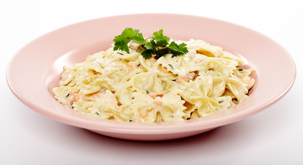 Farfalle pasta with smoked salmon