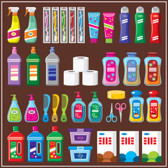 Set of household chemicals.