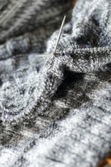 Detail of woven handicraft knit sweater