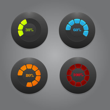 Black Buttons With Color Bars