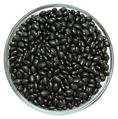 Glass Bowl of Unwashed Raw Black Beans