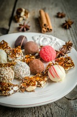 chocolate candies with turron pieces