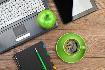 green apple on worplace