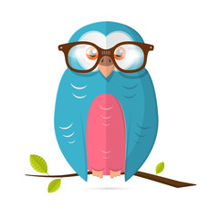 Owl with Glasses Vector Paper Illustration