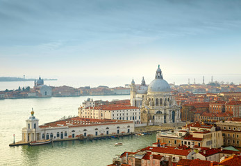 Fototapeta na wymiar Grand Canal and Basilica Santa Maria della Salute. Venice, Italy