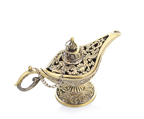 Aladdin magic lamp isolated on white