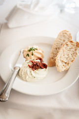 Creamy pate served with french bread