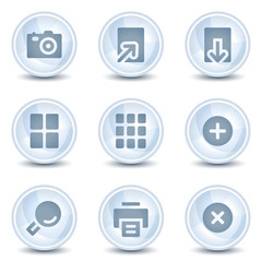 Image viewer web icons, light blue glossy circle  buttons