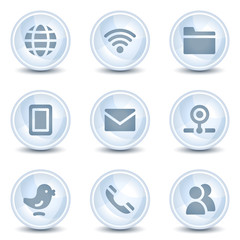 Communication web icons, light blue glossy circle  buttons