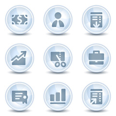 Finance web icons, light blue glossy circle  buttons