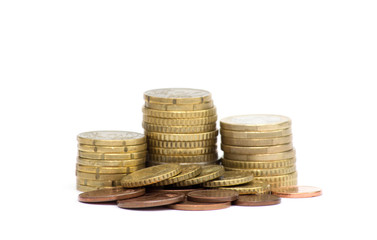 coin stack isolated on white
