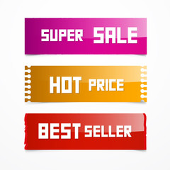 Vector Sale Pink, Orange and Red Labels