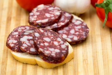 Sandwiches with smoked sausage