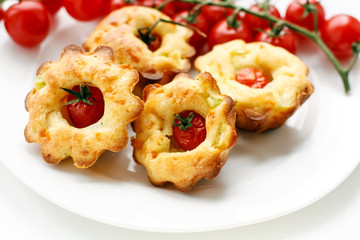 cakes with cherry tomatoes