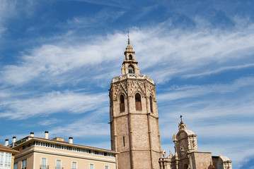 Fototapeta na wymiar Valencia, Spain, facade of the Cathedral Church.