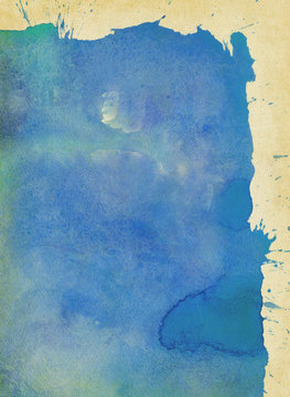 blaue gekleckste und gemalte farbtextur auf altem papier