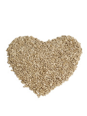 Sunflower seeds creating a heart shape