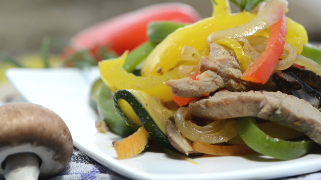 Fried Vegetables with Chicken meat (loopable full HD video)