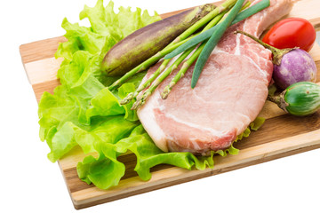 Raw t-bone steak